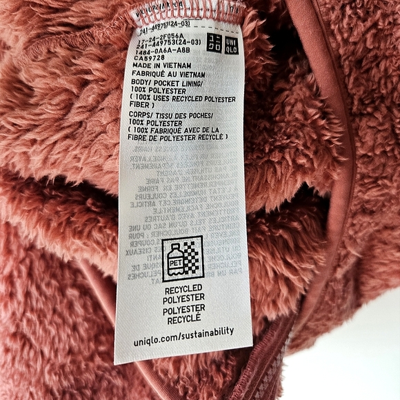 UNIQLO PINK Teddy Zip UP Jacket - Picture 7 of 9